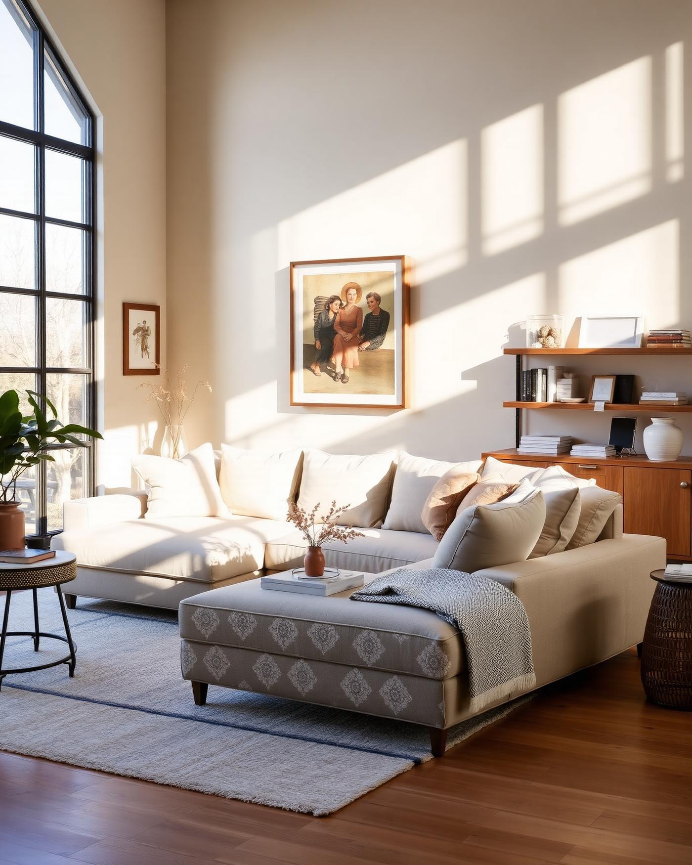 An editorial living space filled with natural light